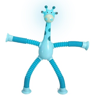 Pop Tubes Fidget Toys | 1/4 Stück Giraffe Pop Röhren Sensorisches Spielzeug | Niedliches Teleskop Giraffen Stress Spielzeug mit Saugnapf | Animal Pop Fidget Tube Badespielzeug Geschenke für Kinder