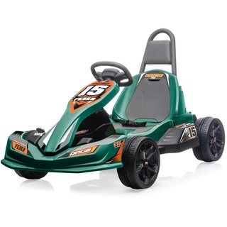 FEBER - GO Kart 12V | Formel 1 Kinder-Kart, Grün, Sportliches Design, 2 Gänge und Geschwindigkeit zwischen 3 und 5 km/h, Sicher für Kinder von 3 bis 5 Jahren - Mini Kinderauto