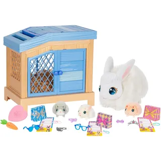 Little Live Pets Mama Surprise Häschen, Mama Häschen zum Füttern & Pflegen – bekommt 3 Babys, Interaktives Spielset mit Mama Häschen & Stall, 20+ Geräusche & Reaktionen, Accessoires zum Stylen