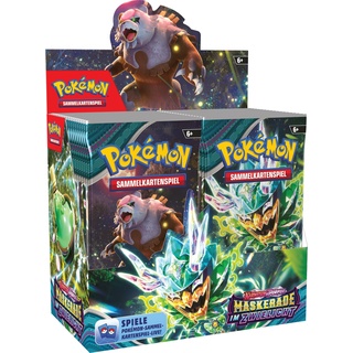 Pokémon-Sammelkartenspiel: Boosterpack-Display-Box Karmesin & Purpur – Maskerade im Zwielicht (36 Boosterpacks)