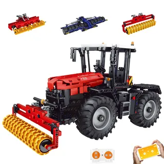 Mould King 17020 Technik Traktor 4-In-1 Bauernhof Traktor Klemmbausteine Fernbedienung Traktor Modell Mähdrescher Bausteine mit APP Geschenke für Jungen Mädchen 8+ Jahre (2716 Teile)