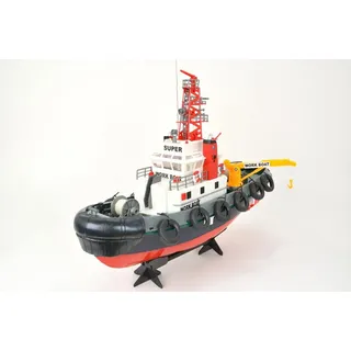 TPFLiving RC-Boot Hafenschlepper - Akku: 1 x Volt/1.8Ah (Ferngesteuertes Wasserfahrzeug, Elektrisches Boot - Farbe), Maße (LxBxH): 60 x 21 x 39 cm - Schutzfunktion und und Powerakku rot|weiß