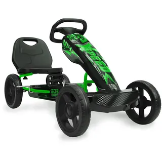 509 Crew XSpeed ​​Pedal Go-Kart – grün, Tretauto, sportliche Grafik auf der Frontverkleidung, Verstellbarer Sitz, 4-Speichen-Felgen mit 25 cm, Durchmesser Eva-Rädern, mit Handbremse, ab 4 Jahren