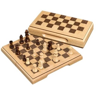 2716 - Schachkassette, Reise, Feld 17 mm, magnetisch, Brettspiel aus Holz, 1-2 Spieler,