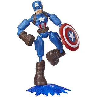 Hasbro Marvel Avengers Bend und Flex Action-Figur, 15 cm große Biegbare Captain America Figur, enthält ein Effekt-Accessoire, für Kinder ab 6 Jahren