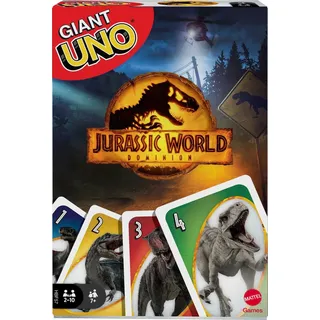 Giant UNO Jurassic World Dominion Card Game with Oversized Movie-Themed Cards, 2 to 10 Players, Gift for Ages 7 Years & Older