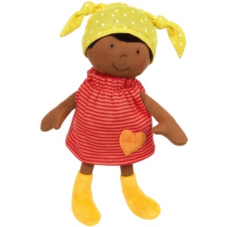 SIGIKID 39650 Puppe Brenda Bilipup, Stoffpuppe mit Kleidchen zum An- und Ausziehen, Kuschelpuppe, Einschlafhilfe, spielen, schmusen, für Babys & Kinder ab 6 Monaten, Rot 25 cm