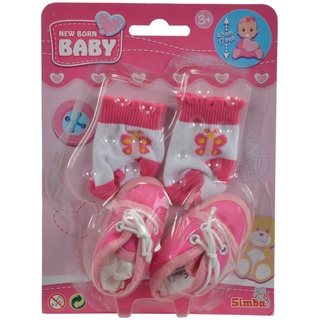 Simba 105560844 - New Born Baby Schuhe und Socken, 4-fach sortiert, es wird nur ein Artikel geliefert, für 38-43cm Puppen, ab 3 Jahre