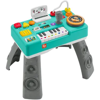 FISHER-PRICE Lernspaß DJ Spieltisch - musikalisches Lernspielzeug mit 3 Klavierspielmodi, Lichtern, 12 motorischen Aktivitäten und 100+ Lieder und Töne, spricht deutsch, ab 6 Monaten/ 1 Jahr, HXG09