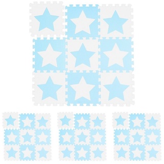 relaxdays Spielmatte 36 x Puzzlematte Sterne weiß-blau blau|weiß