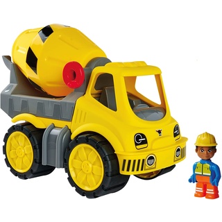 BIG-Power-Worker Zementmischer + Figur - Spielzeug Auto ideal für Unterwegs, Reifen aus Softmaterial, beweglicher Zementtank, inklusive Figur, für Kinder ab 2 Jahren