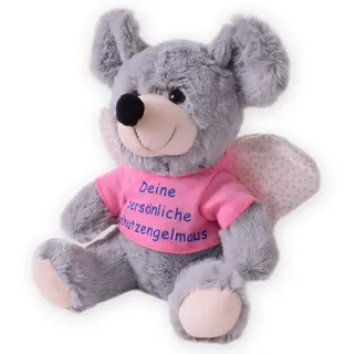 TE-Trend Kuscheltier Plüschtier Maus 25cm Schutzengel Glücksbringer Engel Stofftier grau grau