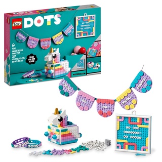 LEGO 41962 DOTS Einhorn Familienkreativset, Spielzeug Bastelset mit Schmuckkästchen, 2X Armband, Message Board und Party-Deko, Geschenk Set