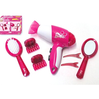 Barbie Frisier-Set I Zubehör und Accessoires im Barbie-Look I Inkl. Kinder-Föhn mit Kaltluftfunktion I Spielzeug für Kinder ab 3 Jahren