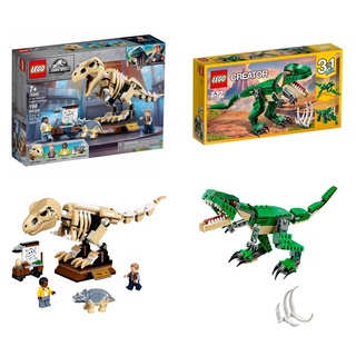 Set: Lego Creator Dinosaurier (31058) + Lego Jurassic World T-Rex Skelett (76940) - Dino Triceratops - 2er Bundle