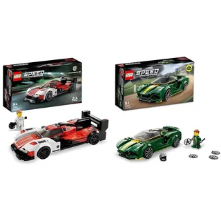 LEGO Speed Champions Porsche 963, Modellauto-Bausatz Geschenk & Speed Champions Lotus Evija, Bausatz für Modellauto, Auto-Spielzeug
