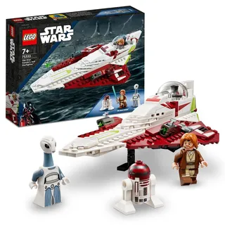 LEGO Star Wars Obi-Wan Kenobis Jedi Starfighter, Spielzeug zum Bauen mit Taun We, Droidenfigur und Lichtschwert, Angriff der Klonkrieger Set 75333 - Rot/Weiß