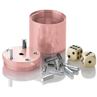 BestSaller 3006 SUPER SIX Würfelspiel Aluminum Sonder Edition, 36 Spielstäbchen & 2 Würfel, roségold