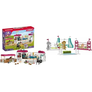 SCHLEICH 42619 Horse Club Pferdetransporter & 42612 Hindernisse Zubehör, für Kinder ab 5-12 Jahren, Horse Club - Zubehör