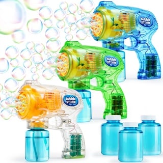 JOYIN 3 Seifenblasenpistole Set, Automatische Seifenblasenmaschine Seifenblasenpistole mit 3 Seifenblasenlösung für Kinder, Bubble Party Gefälligkeiten, Sommerspielzeug, Outdoor und Indoor Aktivitäten