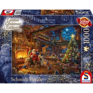 Schmidt Spiele 59494 Thomas Kinkade, Der Weihnachtsmann und Seine Wichtel, 1000 Teile Puzzle