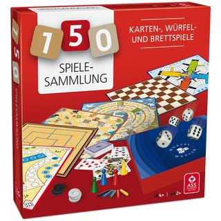 ASS Altenburger 22501344 Spielesammlung mit 150 Spielmöglichkeiten-mit Mühle, Dame, Gänsespiel und Mehr, rot