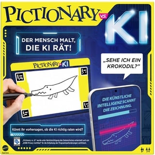 Mattel Games PICTIONARY Vs. KI Die neue Art zu spielen - Brettspiel mit künstlicher Intelligenz, skizzieren und raten, lustiger Spieleabend für die ganze Familie , Deutsche Version, HYH74