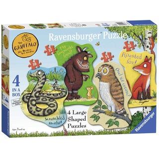 Ravensburger 7018 Gruffalo Grüffelo – 4 große Puzzles (10, 12, 14, 16 Teile) für Kinder ab 3 Jahren, verschieden