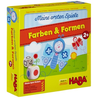 HABA 4652 - Farben & Formen, erste Spielesammlung für Kinder ab 2 Jahren, Würfel-, Lege- und Zuordnungsspiel mit bunten Blumen- und Schmettterlingsmotiven