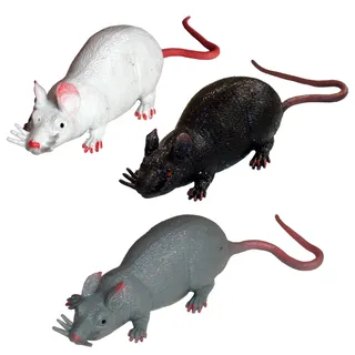 3 weiche Stretch Ratten aus Gummi 30cm Ratte Horror Gummiratte Scherzartikel
