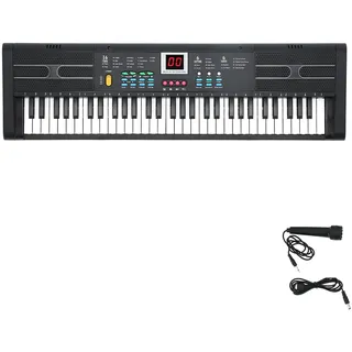 Eujgoov 61 Tragbares Keyboard Piano, Multifunktions-Digital-E-Piano mit USB-Mikrofon Geschenkunterricht für Anfänger MQ6187