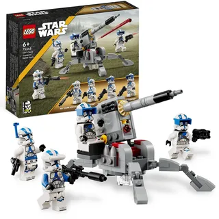 Lego 75345 Star Wars 501st Clone Troopers Battle Pack Set mit Fahrzeugen und 4 Figuren, baubares Spielzeug mit AV-7 Anti-Fahrzeug-Kanone und federbelastetem Shooter