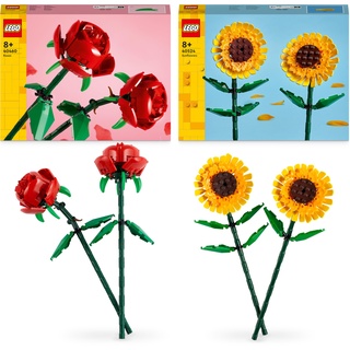 LEGO Creator Blumen-Bundle 4: Rosen (40460) und Sonnenblumen (40524) Kunstblumen-Sets, Dekoration für Zuhause & Büro, Geschenk zum Valentinstag für Mädchen, Jungen, Teenager & Erwachsene ab 8 Jahren