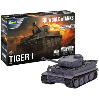 Revell 03508 Tiger I World of Tanks Modellbausatz für Einsteiger mit dem Easy-Click-System, farbige Bauteile