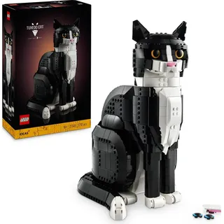 LEGO Ideas Schwarz-weiße Katze, Geschenk für erwachsene Tierfreunde, Wohn-Deko zum Sammeln 21349