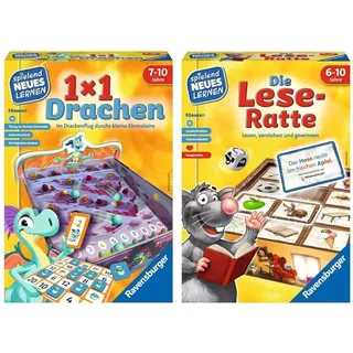 Ravensburger 24976-1x1 Drachen-Lernspiel, für Kinder von 7-10 Jahren, für 2-4 Spieler, Zahlenraum 1-100 24956 - Die Lese-Ratte - Spielen und Lernen, ab 6-10 Jahren, für 1-4 Spieler
