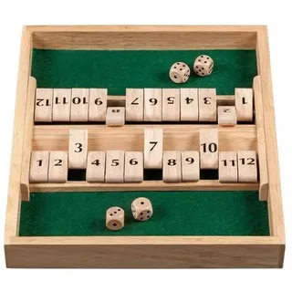 Shut The Box, 12er, 2er Variante, Brettspiel aus Holz, 1-2 Spieler, ab 8 Jahren