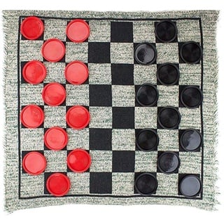 Home Jumbos Checkers 3-in-1 Riesen-Checker-Set, Spielteppich, Brettspiel mit wendbarer Spielmatte für drinnen und draußen, Familie