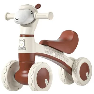 E-Commerce.Maschmann Laufrad Baby Laufrad Alpaka Design 4 Räder Kinder Balance Bike, Ohne Licht und Toneffekte braun