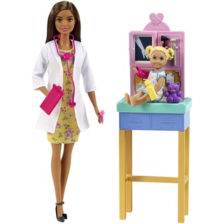 Barbie GTN52 - Kinderärztin-Spielset, brünette Puppe (ca. 30 cm), tolles Geschenk für Kinder ab 3 Jahren