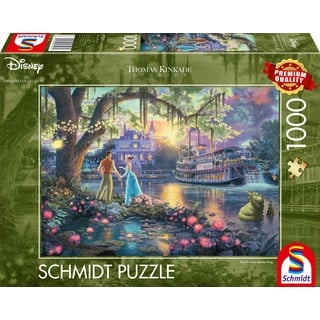 Schmidt Spiele 57527 Thomas Kinkade, Disney, Froschkönig, Die Prinzessin und der Frosch, 1000 Teile Puzzle, bunt[Exklusiv bei Amazon]