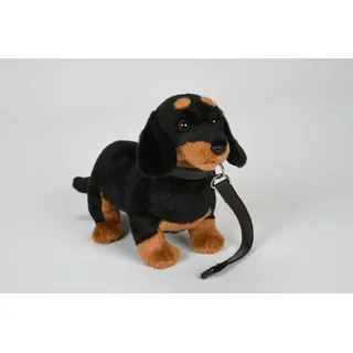 Dackel 28 cm Kuscheltier Hund schwarz-braun mit Leine Uni-Toys