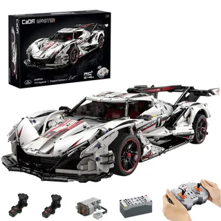 CaDA C61053w 1:8 Technik-Sportwagen-Bausteine, 4449 Teile v12 Hypercar Apollo IE mit 3 Motoren, großes ferngesteuertes Technik-Auto-Moc-Klemmbaustein-Set, kompatibel mit Lego Technik