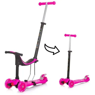 Chipolino Kinderroller 3 in 1 Multi Plus 3 Räder, Laufrad, Roller, LED-Lichter, Farbe:pink