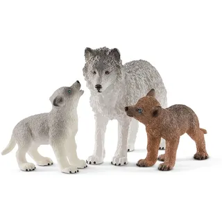 Schleich WILD LIFE Wolfsmutter mit Welpen, 3 Jahr(e), Braun, Grau, Kunststoff