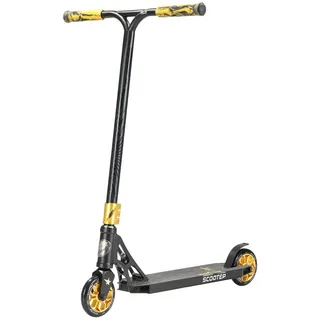 STAR SCOOTER Freestyle Aluminium Jump Stunt Scooter ab 7 - 8 Jahre, 120mm Professional Trick Roller, Schwarz Gold - Schwarz/Gold