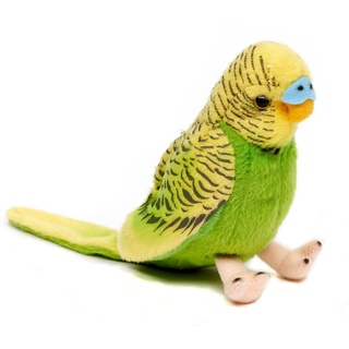 Uni-Toys - Wellensittich ohne Stimme (grün) - 12 cm (Höhe) - Plüsch-Vogel - Plüschtier, Kuscheltier