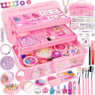 Frasheng Kinderschminke Set Mädchen Schminkkoffer Mädchen, 35 PCS Waschbar Schminke Kinder Make Up Set Mädchen Spielzeug, Mädchen Geschenk Spielzeug ab 3 4 5 6 7 8 9 10 11 12 Jahre Mädchen