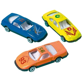 Amscan INT390306 - Spielzeugautos, 12 Stück, Bunt, Plastik, Rennauto, Rallye, Mitgebsel