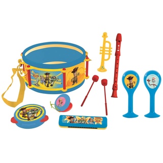 Lexibook Toy Story 4 Woody Buzz Musikspielzeug, Musik-Set, 7 Musikinstrumenten (Trommel, Maracas, Castanet, Harmonika, Blockflöte, Trompete, Tamburin), Spielzeug Bequem zu tragen, Blau/Gelb, K360TS